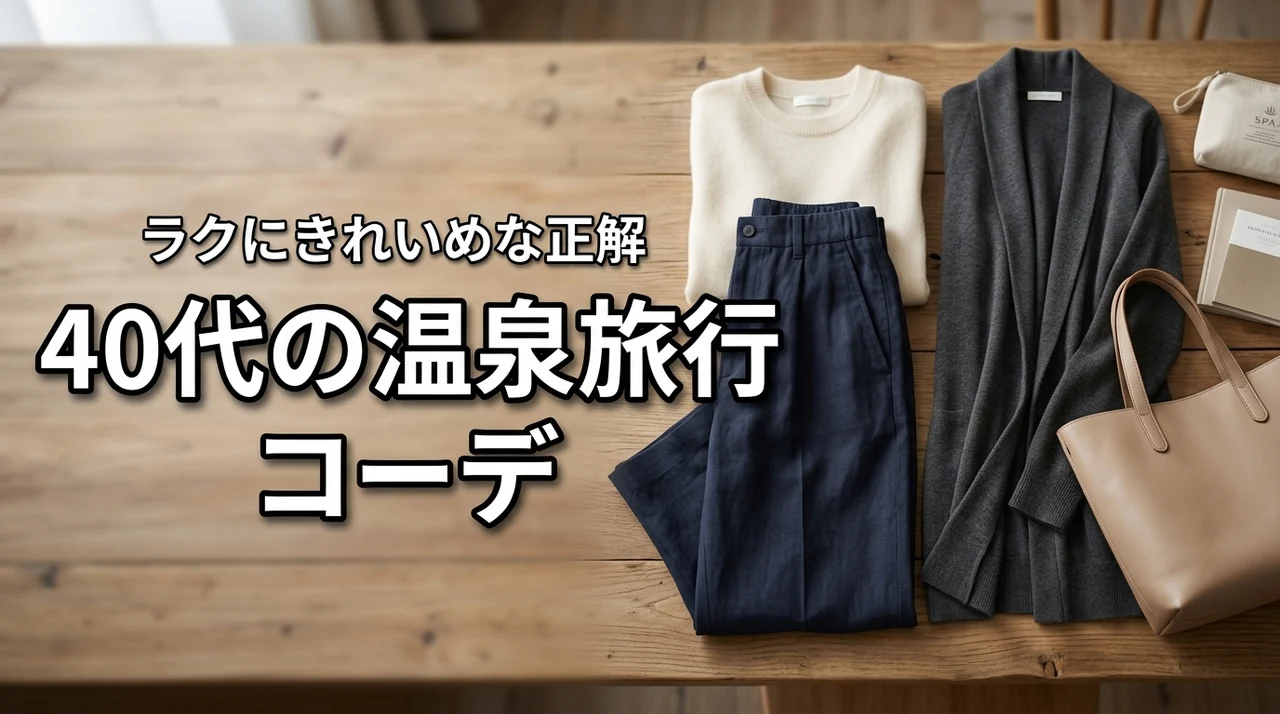 【温泉旅行の服装】40代の正解はこれ！ラクなのにきれいめな大人コーデ術